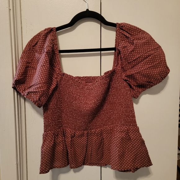 NWT J Crew Squareneck smocked cotton voile top in dot - Picture 4 of 6
